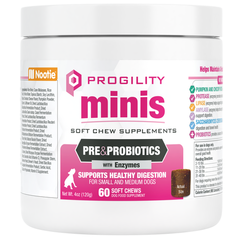 Nootie Progility Minis Pre & Probiotics Soft Chew Supplement For Small & Medium Size Dogs