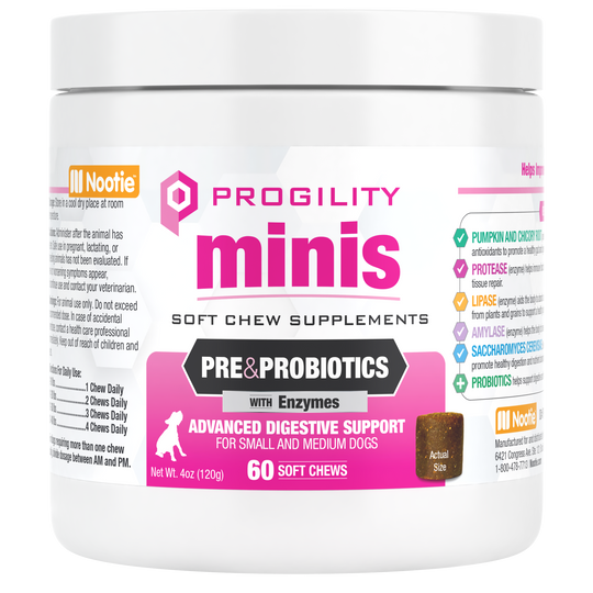 Nootie Progility Minis Pre & Probiotics Soft Chew Supplement For Small & Medium Size Dogs