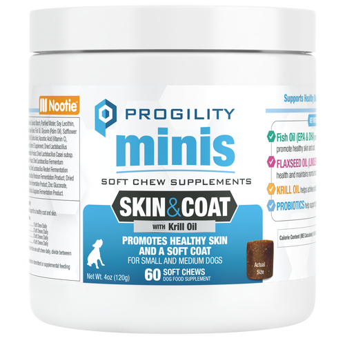 Nootie Progility Minis Skin & Coat Soft Chew Supplement For Small & Medium Size Dogs
