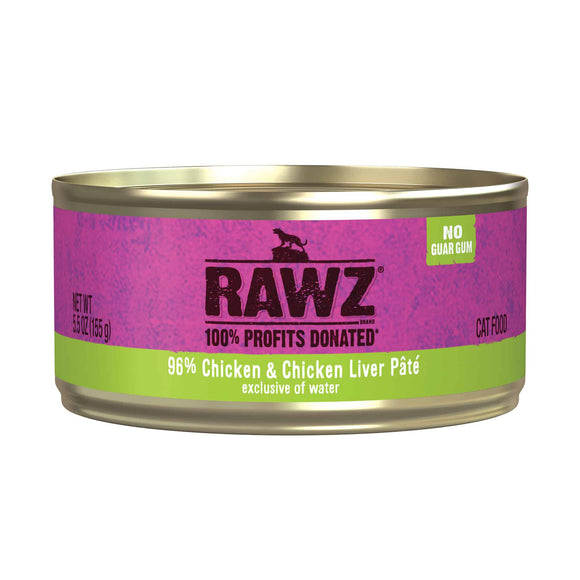 Rawz 96% Chicken & Chicken Liver Pate Cat Food (3 oz 18/Case)