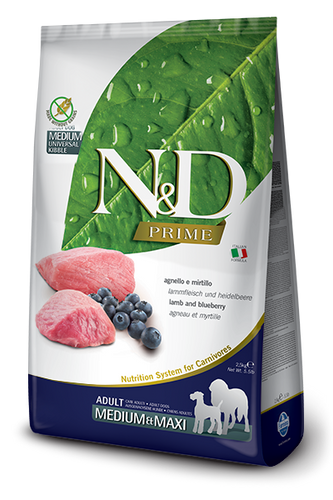 Farmina Prime N&D Natural & Delicious Lamb & Blueberry Adult Medium & Maxi Dog Food
