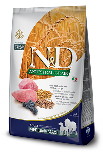 Farmina N&D Ancestral Grain Formula Medium & Maxi Lamb, Pumpkin & Blueberry Adult Dog Food